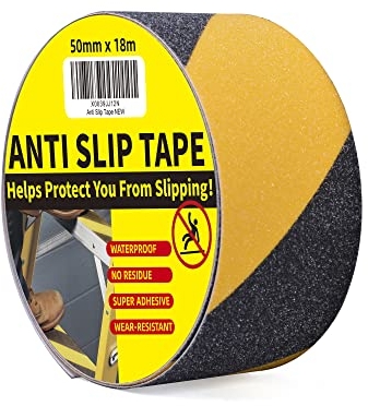 TAPEBEAR Ruban Adhésif Antidérapant, Ruban De Sécurité Antidérapant, Bande D'marquage, Haute Traction, Noir/Jaune, Pour Les Escalier, Les Marches, Intérieure Et Extérieure, 2inch x 60feet(50mmx18m)