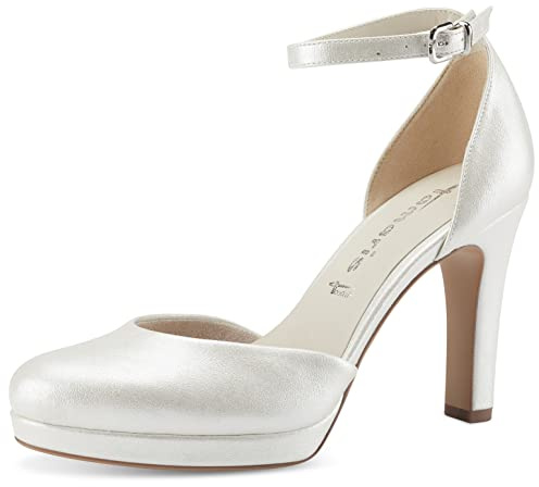 Tamaris Femme Escarpins, Dame Escarpins à lanières,Escarpins Sangle,TOUCHit,Sangles de Cheville,Chaussures à Talon,Porte-Talon,Pearl,40 EU