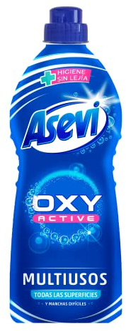 Asevi Limpiador Multiusos Oxy Active - Limpiador Multiusos con Oxígeno Activo - Limpiador de Superficies - Limpiador Textiles con Manchas Difíciles - Aroma Fresco - Envase de 1100 ml