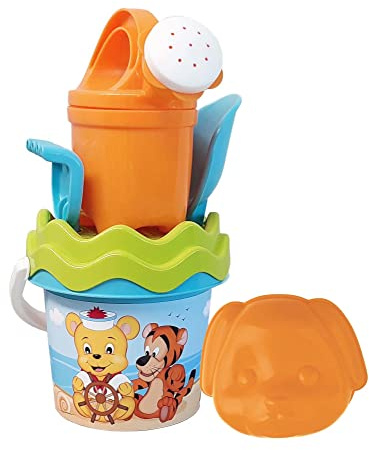 Simba Poppy 107114605 Ensemble de seaux pour bébé 6 pièces, Seau, passoire, Moule à Sable, Pelle, râteau, verseur, 11 cm, diamètre : 14 cm, à partir de 10 Mois