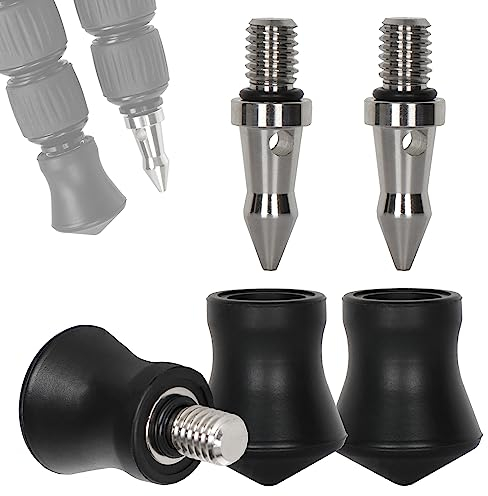 Koolehaoda Pies Universales de Goma para Trípode, 3 Pies de Goma Sntideslizantes Punta de Acero Inoxidable Incorporada 3/8-16 Punta de Repuesto Compatible con Rosca de 3/8 Trípode Monopie