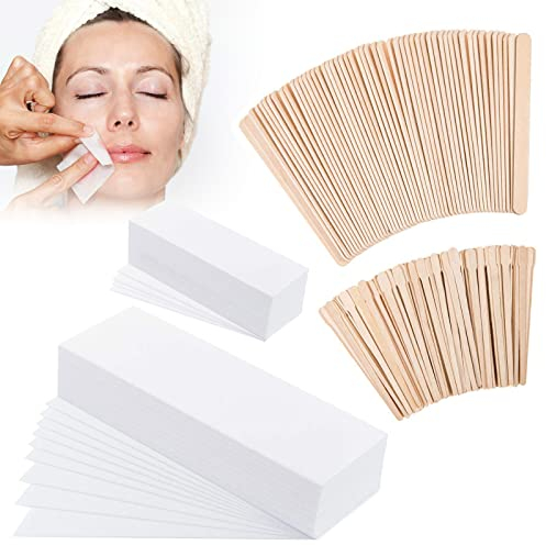 250 Stück Vliesstreifen für Warmwachs,Wachsstreifen Papier Haarentfernung mit Streifen Papier Papierwachsstreifen mit spatel Vliesstoff Wachs Streifen Gesicht für Depilation auf Gesicht & Beinen