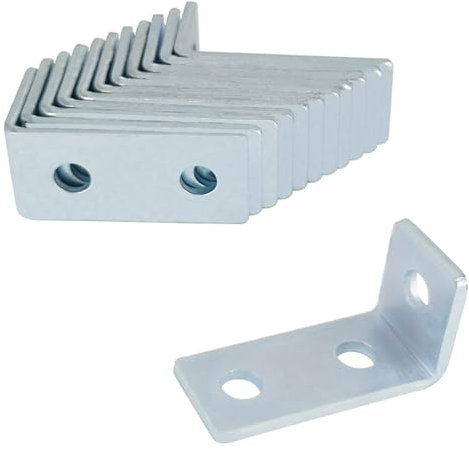 ZANURA 3 Hole 90 Degree L Shaped Fitting Bracket Corner Brace Metal Framing Connector Fit for 1/2 Bolt in 1-5/8 Strut Channel, 12 Pack