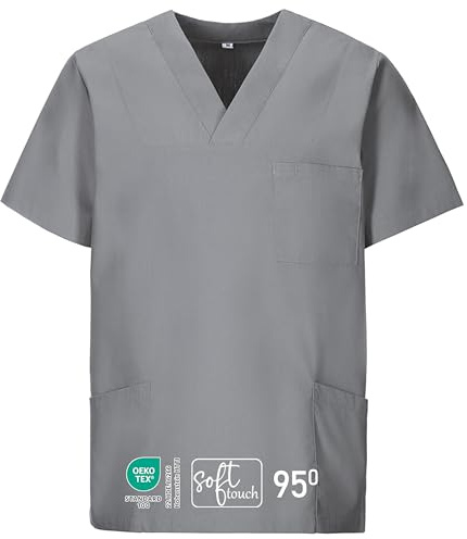 EXNER Medizinischer Schlupf-Kasack, OP-Kasack, Unisex, für Krankenpflege, Altenpflege, Farbe Graphit, Größe 7XL