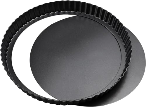TECDW Stampo Crostata, 20cm Teglia Crostata con Fondo Amovibile, Tortiera per Crostata in Acciaio e Dotato di Rivestimento Antiaderente, Stampi Crostatine per Pasticci, Quiche, Crostate (heise, 20cm)