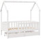 vidaXL Kinderbett, Hausbett mit Schubladen, Spielbett mit Rausfallschutz Lattenrost, Holzbett Bettgestell Kinderzimmer, 70x140cm Massivholz Kiefer