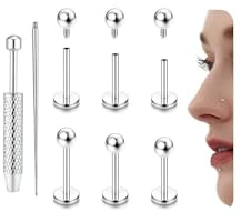 YADOCA G23 Titanio Piercing Orecchio Helix Piercing Filettato Internamente Piercing Labbro Piercing Medusa Monroe Piercing Ipoallergenico Conch Trago Piercing Argento, Sfera