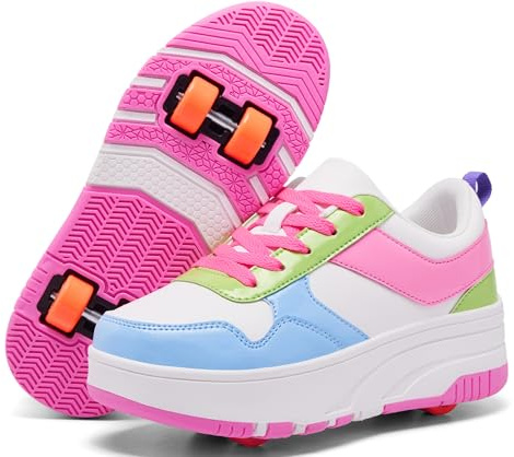 ANEFUN Ragazzi Ragazze Scarpe con Ruote Pattini Pattinaggio Bambini Pattini a Rotella Scarpe con 4 Ruote Rimovibili Comfort Sport Outdoor per Bambini, Wdrr 1136, 36 EU