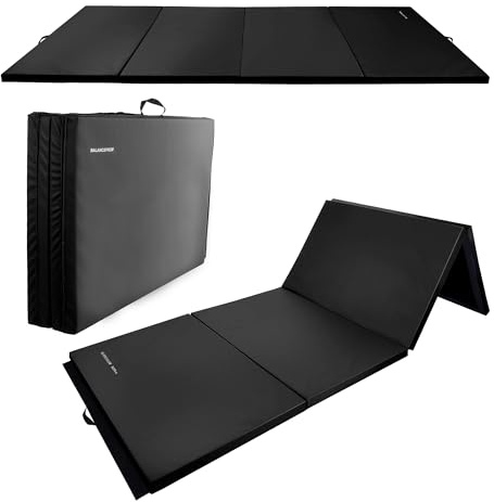 Fitvids Gymnastics Mats for Tumbling, 4'x8'x2 Folding Exercise Gym Mat with Carrying Handles High-Density Anti-Tear Martial Arts Fitness Aerobics Mat for Home Gym Yoga Pilates MMA Core Training, Graphite