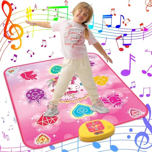 Evereden Dance Mat Toys Birthday Gifts for 3 4 5 6 7 8-12 Year Old Girls, Princess Theme Music Dance Pad with 7 Game Modes, Adjustable Volume, LED Light (Unicorn)