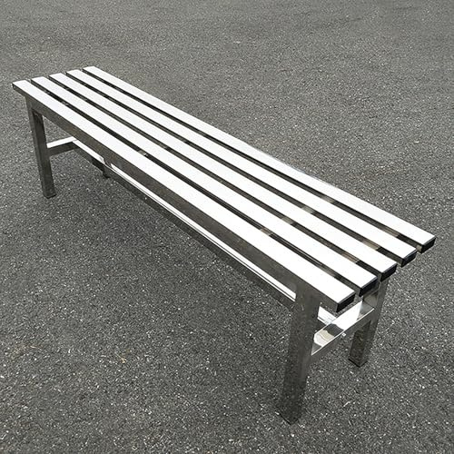 SXKLYRF Banco Jardin Exterior en Acero Inoxidable 304, Bancos Vestuario para Patios, Parques, Cuenta con Asientos de Listones y Soporta hasta 300 kg(100x35x40cm/39x14x16in)