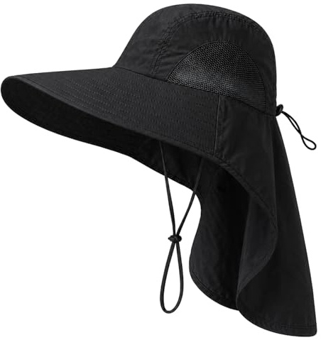FYting Chapeau Homme,Bob Homme Anti UV D'été,Soleil Large Bord avec Corde Coupe-Vent,Châle de Protection Solaire | Imperméable à la Pluie, pour Pêche sur Plage, L'Alpinisme, Randonnée(Vert Militaire)