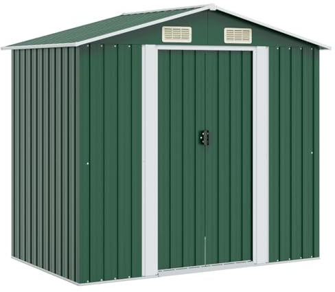 vidaXL Gerätehaus Metall 204x132x186cm Schuppen Gartenhaus Geräteschuppen