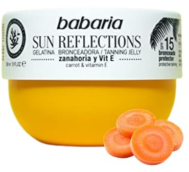 Babaria - Gel Bronceador Con Zanahoria Y Vitamina E | Autobronceador Corporal Con Proteccion Solar | Bronceador En Crema Spf15 | Bronceador Solar Babaria 300ml
