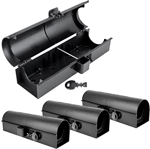 Köderstation Ratten Set Köderbox Garten Rohr Mausfalle Mäuse Rattenköderbox Box Rattenköderstation Rattenfalle Kinder- Haustiersicher Koederbox Auswahl 1-30 St. Petigi, Anzahl:4