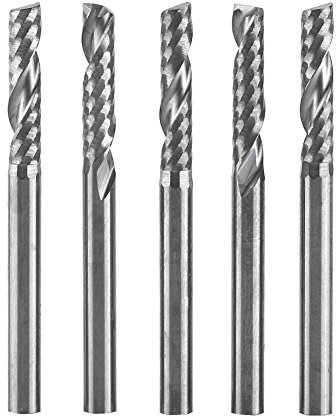 Set di punte per frese a candela - 5 pezzi da 3,175 mm (1/8) Frese a candela a flauto singolo Utensile per frese a codolo cilindrico Fresa a candela per flauto Utensile in carburo di tungsteno Punta