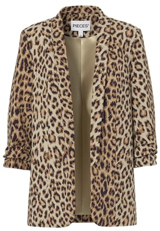 Pieces Blazer para Mujer., Natural/AOP: Leo, L