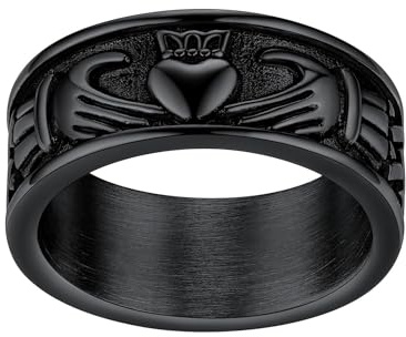 FaithHeart Claddagh Rings for Love, Stainless Steel/18K Gold Plated Women Men Wedding Band Ring Personalized Custom, 12, Stainless Steel, No Gemstone