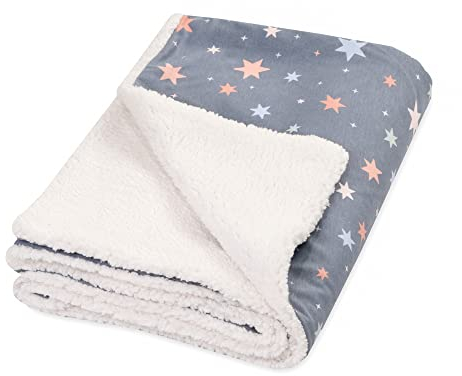 Julius Zöllner Winterdecke aus Baumwoll-Jersey und kuscheligem Teddy-Stoff | Gr. 70x100 cm | Made in Germany | OEKO-TEX® STANDARD 100 | Shiny Stars