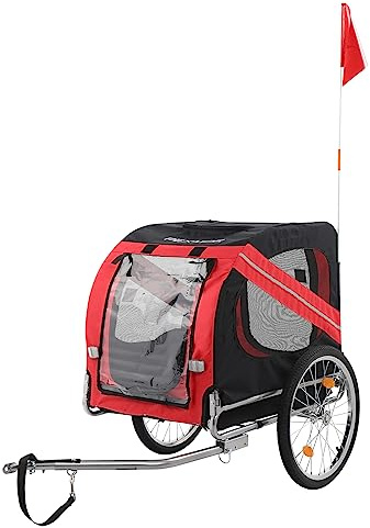 PEXMOR Dog Bike Trailer,Dog Trailer Pet Cart for Bicycle w/Universal Hitch, Folding Bike Wagon Cargo Carrier for Pet w/Quick Release 20 Wheels& 3 Entrances (Red)