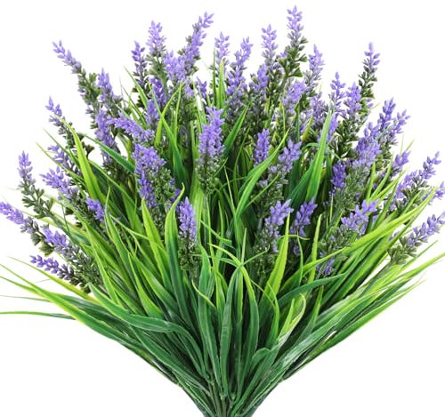 N&T NIETING Planta artificial para exteriores, 10 unidades de plantas artificiales con flores, plantas de plástico resistentes a los rayos UV, para exteriores, balcón, jardín, decoración de