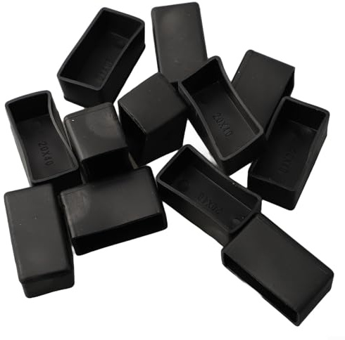 Cloudpower Lot de 12 capuchons rectangulaires noirs en caoutchouc pour pieds de chaise, pieds de meubles pour PADS, protecteurs de parquet, 20 x 40 mm