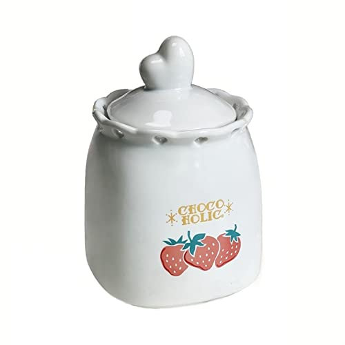 Vaso per la conservazione dell'aglio， Vaso for aglio sigillato a forma di cuore scavato sul bordo Coperchio Barattolo for condimenti Barattolo for conservare cipolla e zenzero Custode dell'aglio(Straw