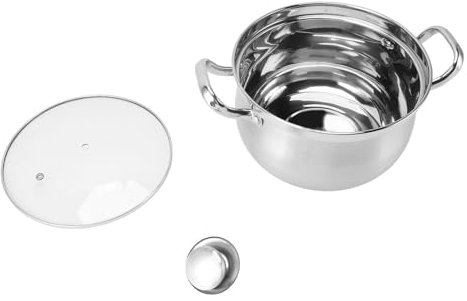 Marmite en acier inoxydable de 24 cm robuste pour induction avec couvercle visible pour pâtes, soupes, spaghettis, fond épais antiadhésif, grande marmite profonde pour mise en conserve,