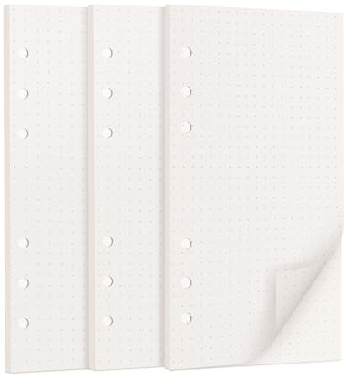 A6 Dot 5mm Grid Planner Refills, 171x94mm, 6-Hole Insert Papers, 135 Sheets | 6-Ring Binder Compatible 100GSM Writing Loose Leaf Refill Pages Ideal for School, Office, Bullet Journaling, Printing & Notes