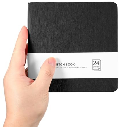 PATIKIL 24 Hojas/48 Páginas Cuaderno De Bocetos Pequeño 5.5x5.5 Negro