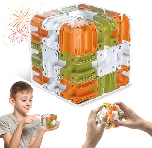 Large 3D Labyrinth Cube Puzzle, Puzzle 3D Labirinto Labirinti Gioco di cubi con palline, Giocattolo rompicapo, Consapevolezza Spaziale, Giocattolo Per L'allenamento Del Cervello Per Bambini (arancia)