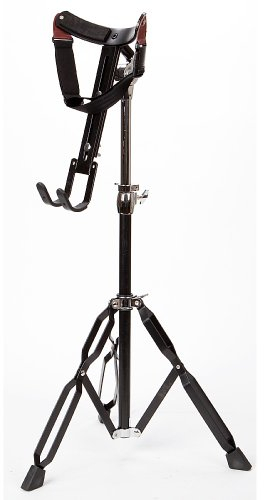 Fame Djembeständer DJS9000, doppelstrebig, höhenverstellbar, breite Gummifüße, Neigungswinkel einstellbar, Zubehör, Trommelhalter