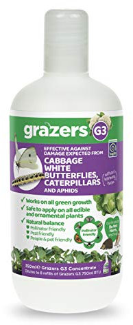 Grazers ltd GRAZERS G3 Effective Against Damage from Cabbage White Butterfly, Caterpillar, Aphid and Other Sap Suckers 350ml Concentrate (Makes 7 litres of Ready to Use Spray), Nylon/A