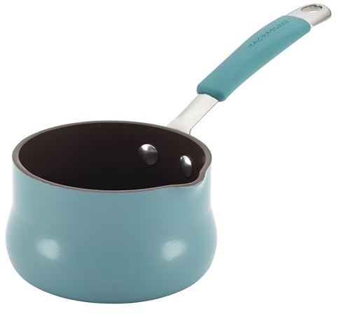 Rachael Ray Cucina Nonstick Butter Warmer, Hard Porcelain Enamel Aluminum, 0.75-Quart, Agave Blue - 16346