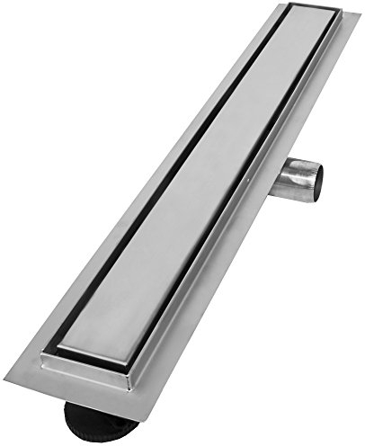 VILSTEIN Duschrinne 120cm, Edelstahl Bodenablauf Komplettset extra flach, Siphon mit Geruchsstop, Haarsieb - Randablauf