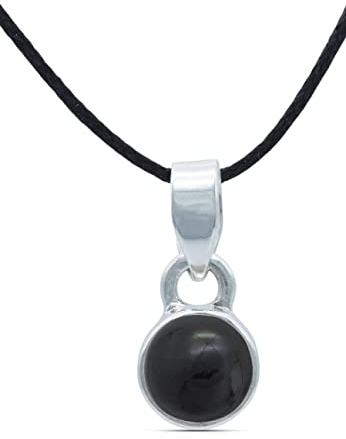 mantraroma Kettenanhänger 925 Silber Onyx schwarzer Stein Edelstein Kettenanhänger Damen Sterling Silber Halskette Anhänger Geschenk (MAH-097-03)