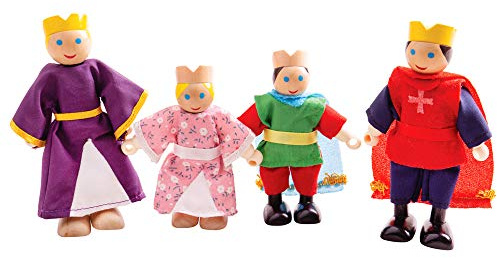 Bigjigs Toys Royal Family Wooden Dolls - King, Queen, Prince & Princess Doll Set for Wooden Castle or Palace, Royal Dolls House People, Fantasy Doll's Playsets