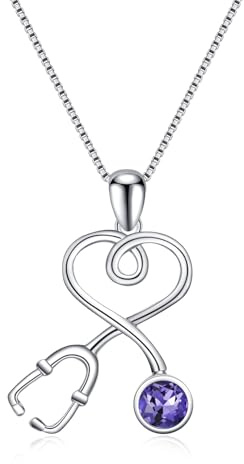 AOBOCO Collar Mujer Plata de Ley 925 con Colgante Corazon en Forma de Estetoscopio Joyería Regalo para Enfermero Médico Estudiantes de Medicina Esposa Amigos Cumpleaños