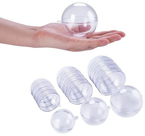 Transparente Befüllbare Acrylkugeln, 20 Stück bruchsichere transparente Bastelkugeln aus Kunststoff, zum Aufhängen und Abnehmen geeignet, geeignet zum Befüllen von Weihnachtsschmuck und Gadgets