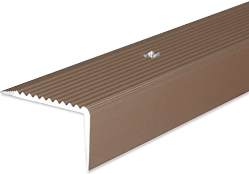 PROVISTON | Trappkant | Aluminiumanodiserad | Bronsljus | Bredd 40 mm | Höjd 20 mm | Längd 1000 mm | Borrade | Trappkantprofil | Trappvinkel | Vinkelprofil | Kombinera vinkel | 1 del