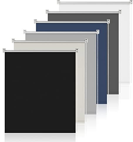 Verdunkelungsrollo ohne Bohren Klemmrollos für Fenster ohne Bohren Schwarz B110 x H130cm-Stoffbreite 105cm Thermorollo Sichtschutz Sonnenschutz Fenster Rollo innen Fenster ohne Bohren