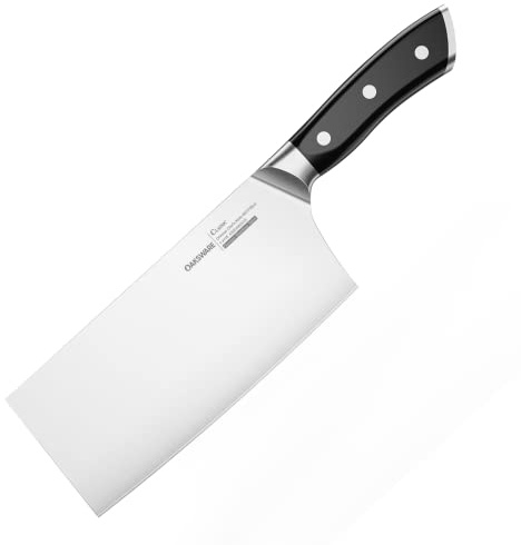 OAKSWARE Cleaver Knife 7 Inch, Chinese Chopping Knife Cleaver, German Steel & Ergonomic ABS-Handle, Sharp Meat Cleaver for Meat Cutting Vegetable Slicing