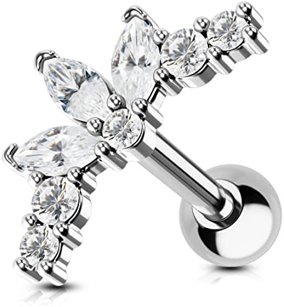 OUFER 16G Helix Earring Piercing Conch Ring Tragus Studs Cartilage CZ Stainless Steel Upper Top Lower Ear Jewellery Lobe for Women Girls