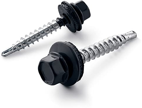 STRÜBER Trapezblechschrauben (4,8 x 35 mm / 250 Stück/RAL 7016 – Anthrazitgrau) Selbstbohrende Bohrschrauben - Selbstschneidene Schrauben mit EPDM Unterlegscheiben - Sechskant Metalldachschrauben