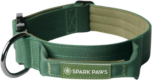 Spark Paws Taktisches Hundehalsband – Robuste, Premium-Qualität, Dick und Langlebig für Große und Mittelgroße Hunde - Army Green - M, 5cm