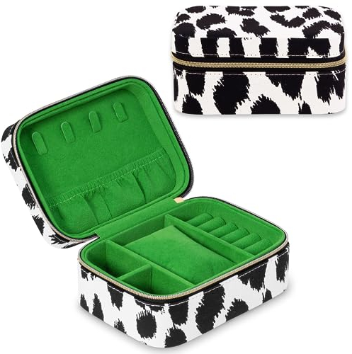Kate Spade New York Kleines Reise-Schmuckkästchen, Schmuck-Reise-Box, Schmuckhalter für Ringe, Halsketten, Ohrringe, Armbänder, moderner Leopardenmuster, Moderner Leopardenmuster, Modern