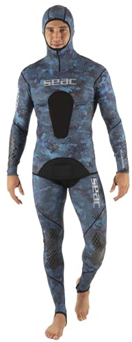 SEAC Blue Moon, Rash Guard da Pesca Subacquea e Apnea, Due Pezzi, Blu Camouflage, L