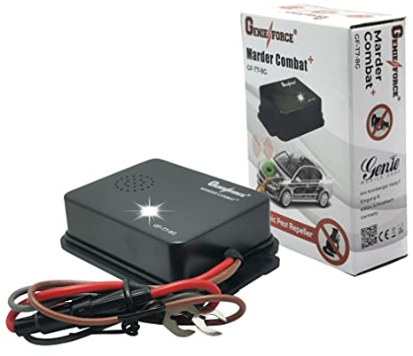 Genieforce® Marder Combat+ Smart Marderschreck Marderschutz, Ultraschallgerät für Autos | Leichter Einbau | Ultrasonic | Wasserdicht | Autobatterie Anschluß - GF-T7-8G