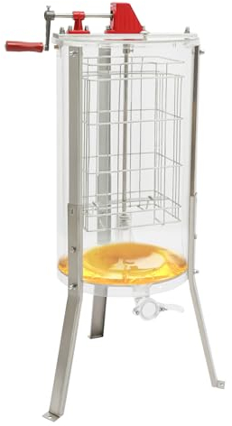 Garbenat Honigextraktor Manuelle Honigschleuder Acryl Honigschleudern mit 2 Rahmen Klar Honig Extraktion Separator 65cm Hoch Honigschleudern mit Decke Imkerei Bienenzüchter Zubehör für Bauernhof Hause
