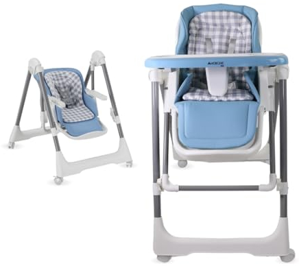 Mobiclinic® kids, Kinderhochstuhl mit schaukel, 2 in 1, 6-36 monate, 15kg, Nala, Kombihochstuhl, Babywippe, Klappbar, Verstellbar, Doppeltes abnehmbares tablett, 360° drehbare rollen, 5-punkt-gurt